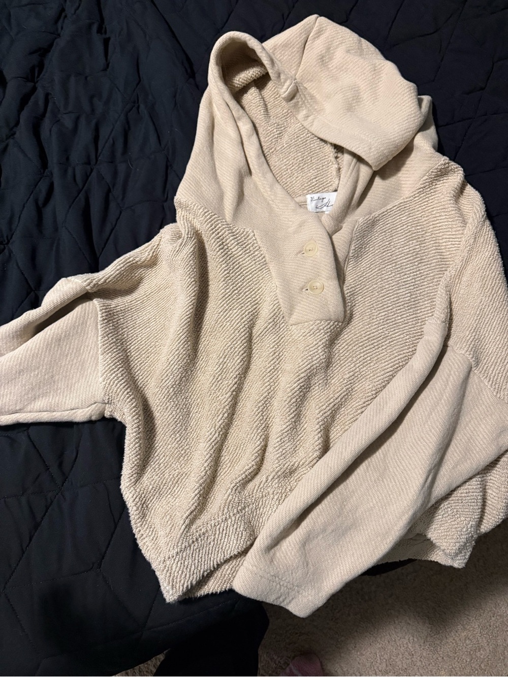 Cropped Hooded Knit Sweater